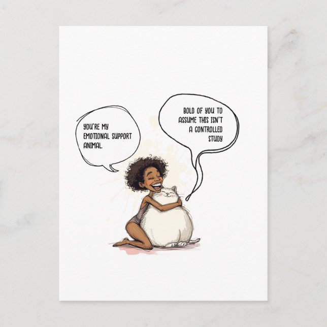 Sarcastic Introvert Emotional Support Cat Quote Postcard (Front)