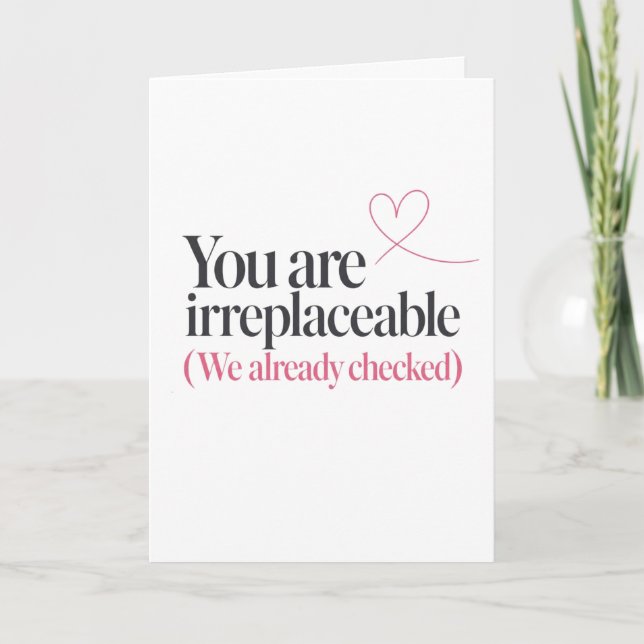 Sarcastic Irreplaceable Coworker Quote Card (Front)
