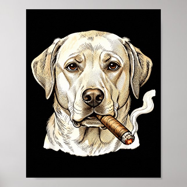 Sarcastic labrador retriever smoking dog meme poster (Front)