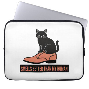 Sarcastic Linocut Cat in Shoe Meme Laptop Sleeve