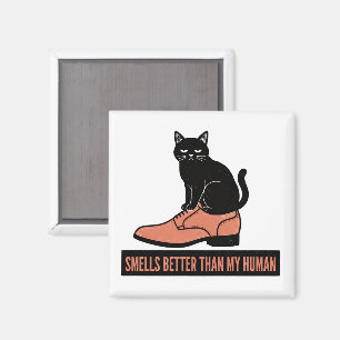 Sarcastic Linocut Cat in Shoe Meme Magnet