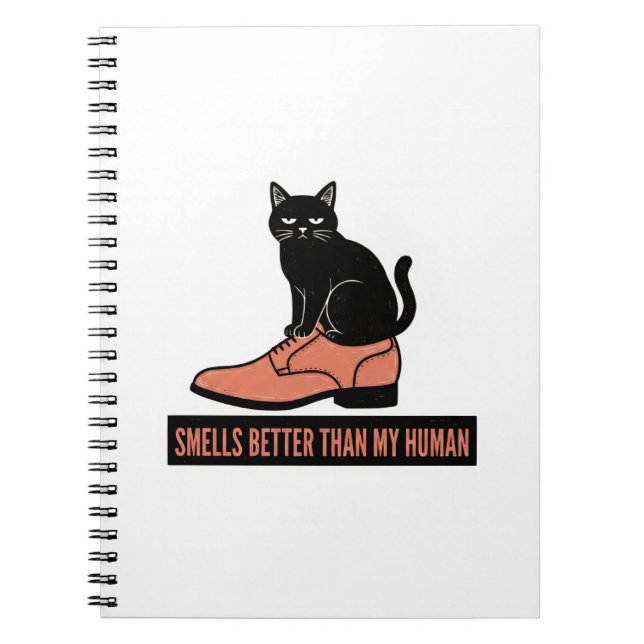 Sarcastic Linocut Cat in Shoe Meme Notebook (Front)
