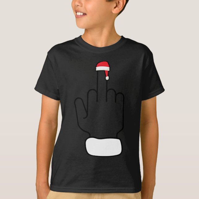 Sarcastic Middle Finger Funny Christmas Xmas Santa T-Shirt (Front)