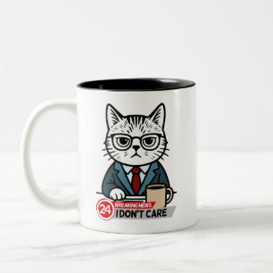 Sarcastic Office Humor Cat  Two-Tone Coffee Mug