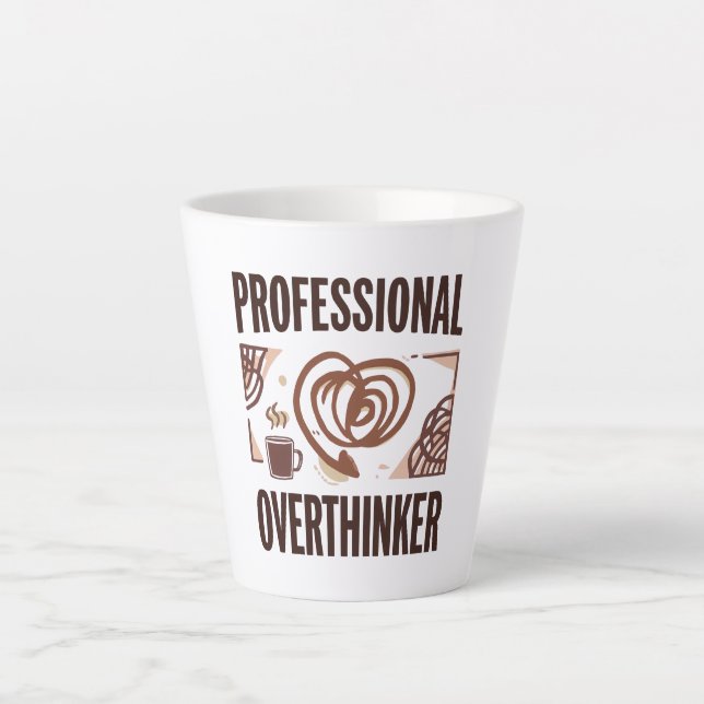 Sarcastic Overthinker with Coffee and Chaos Latte Mug (Front)