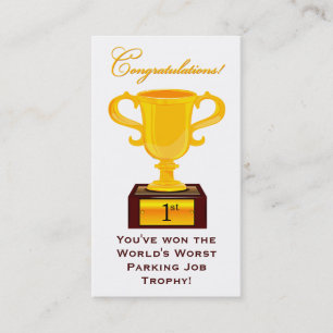 Sarcastic Parking Trophy Business Card