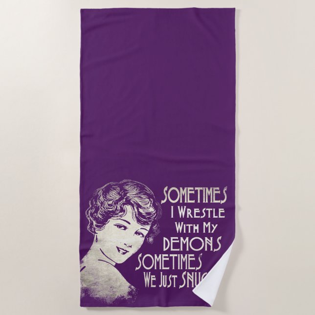 Sarcastic Phrase Womens Meme Sometimes I Wrestle Beach Towel (Front)