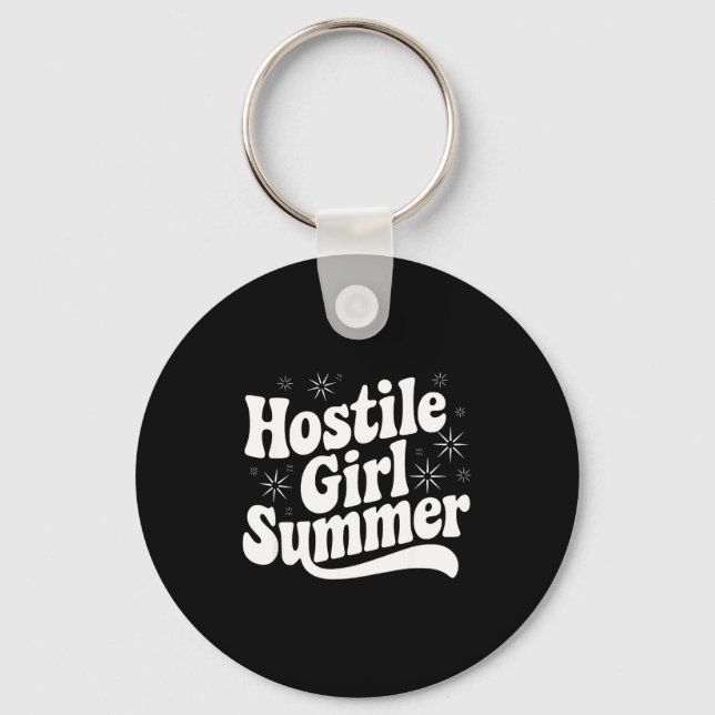 Sarcastic Quote Retro Saying Hostile Girl Summer B Key Ring (Front)
