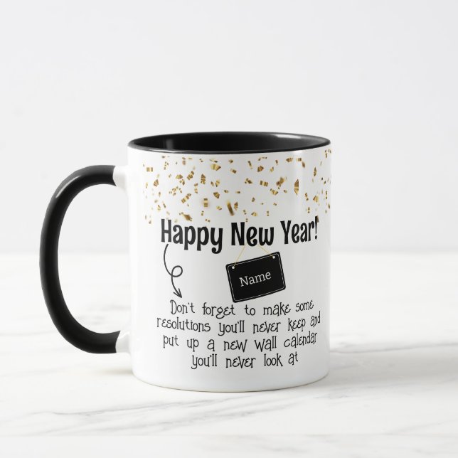 Sarcastic Resolution Funny Happy New year Confetti Mug (Left)