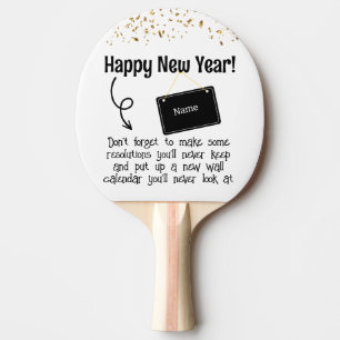 Sarcastic Resolution Funny Happy New year Confetti Ping Pong Paddle