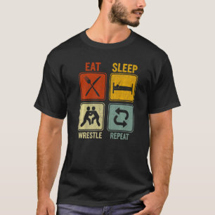 Sarcastic Retro For Wrestler Eat Sleep Wrestle Rep T-Shirt