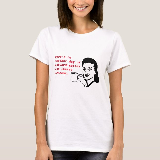 Sarcastic Retro Woman Outward Smiles T-Shirt (Front)