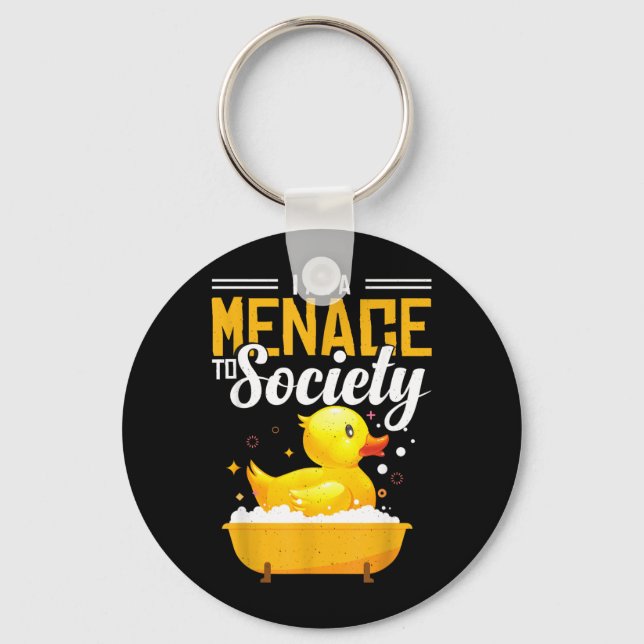 Sarcastic Rubber Duck Rubber Ducky Quote Key Ring (Front)