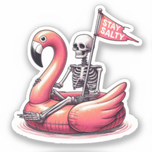 Sarcastic Skeleton on Flamingo - Stay Salty