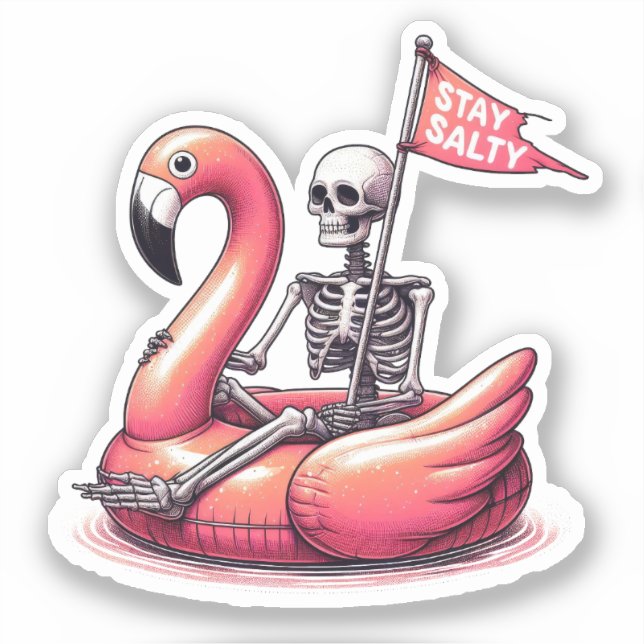 Sarcastic Skeleton on Flamingo - Stay Salty (Front)