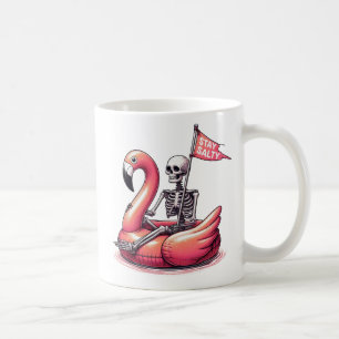 Sarcastic Skeleton on Flamingo - Stay Salty Coffee Mug