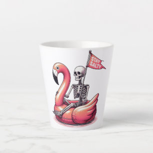 Sarcastic Skeleton on Flamingo - Stay Salty Latte Mug