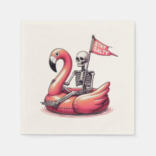 Sarcastic Skeleton on Flamingo - Stay Salty Napkin