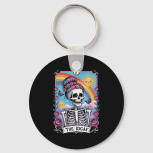 Sarcastic Skeleton The Idgaf Funny Tarot Card Goth Key Ring