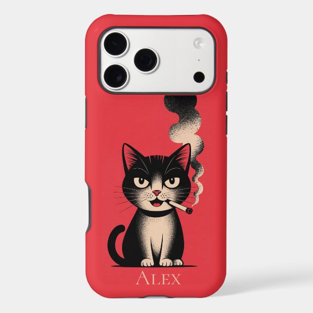 Sarcastic Smoking Cat iPhone Case (Back)