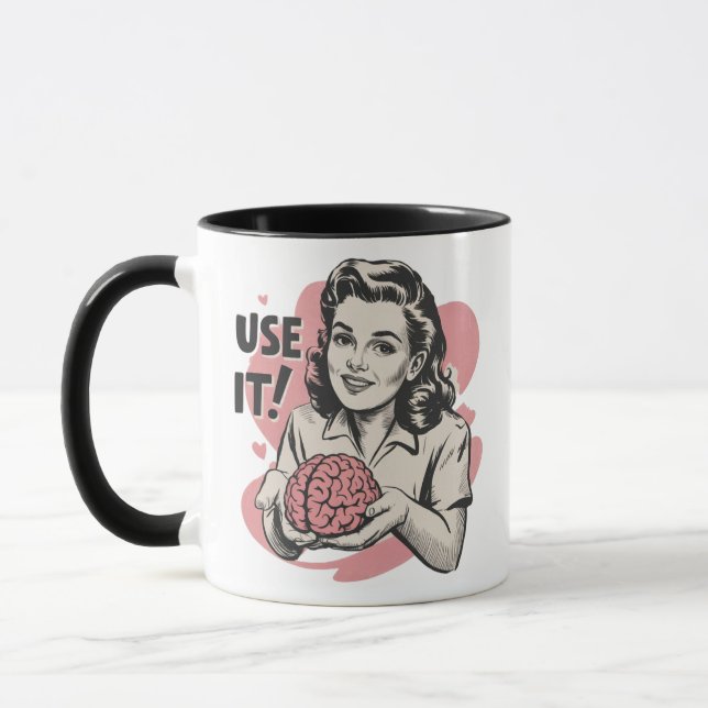 Sarcastic Vintage Use Your Brain Aesthetic 50s  Mug (Left)