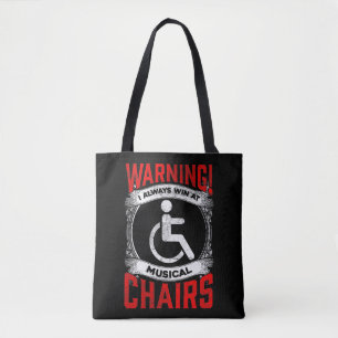 Sarcastic Wheelchair Funny Handicap Musical Joke Tote Bag