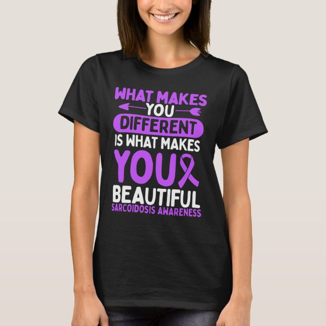 Sarcoidosis Awareness Fighter Purple Ribbon T-Shirt (Front)