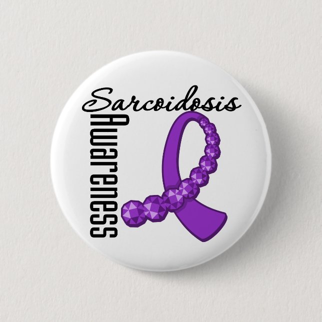 Sarcoidosis Awareness Gemstone Ribbon 6 Cm Round Badge (Front)