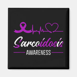 Sarcoidosis Awareness Heartbeat Love Purple Ribbon Magnet