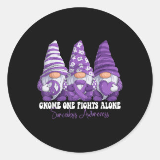 Sarcoidosis Awareness Month Purple Ribbon Gnomies  Classic Round Sticker
