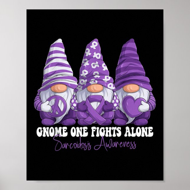 Sarcoidosis Awareness Month Purple Ribbon Gnomies  Poster (Front)