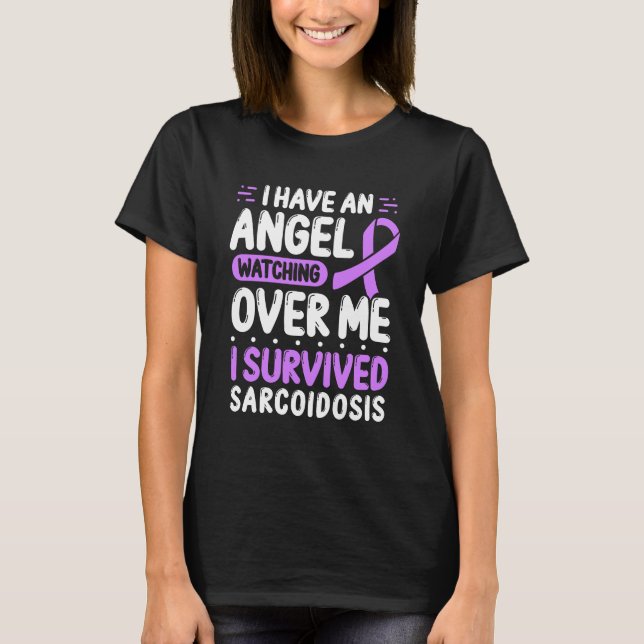 Sarcoidosis Awareness Purple Ribbon I Angel T-Shirt (Front)