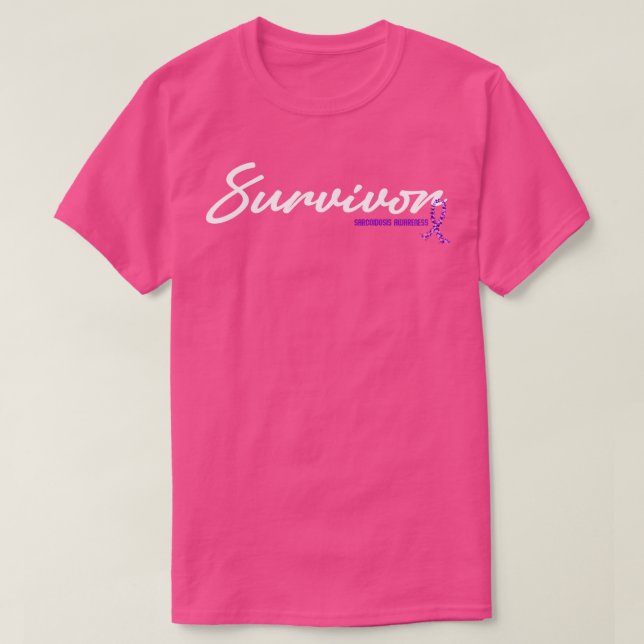 Sarcoidosis Awareness Survivor Glitter Ribbon Hope T-Shirt (Design Front)