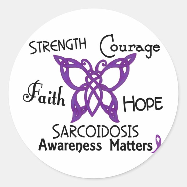 Sarcoidosis Celtic Butterfly 3 Classic Round Sticker (Front)