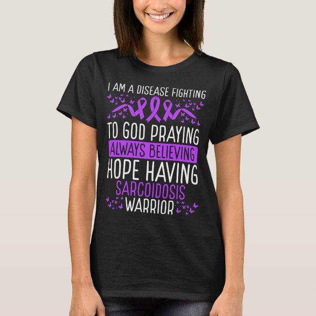 Sarcoidosis Warrior Disease Awareness Ribbon T-Shirt (Front)