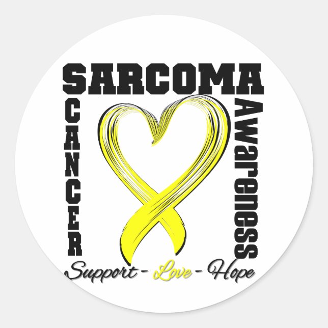 Sarcoma Awareness Brushed Heart Ribbon Classic Round Sticker (Front)