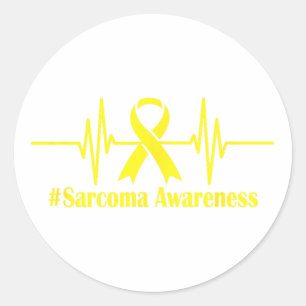 Sarcoma Awareness Month Yellow Ribbon Heartbeat Gr Classic Round Sticker