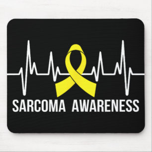 Sarcoma Awareness - Yellow Ribbon Heartbeat Mouse Mat