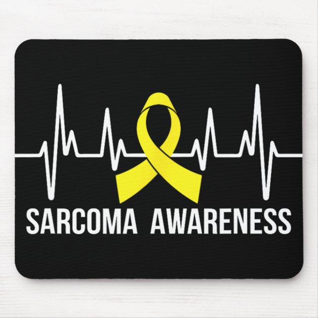 Sarcoma Awareness - Yellow Ribbon Heartbeat  Mouse Mat (Front)