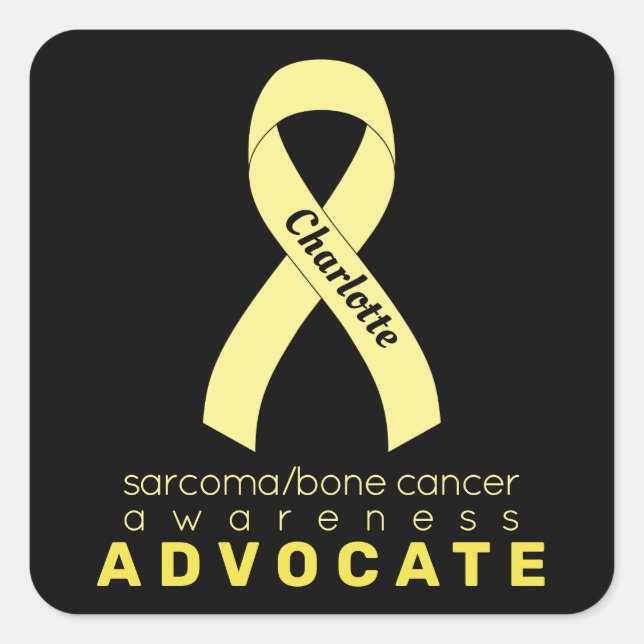 Sarcoma/Bone Cancer Advocate Black Square Sticker (Front)