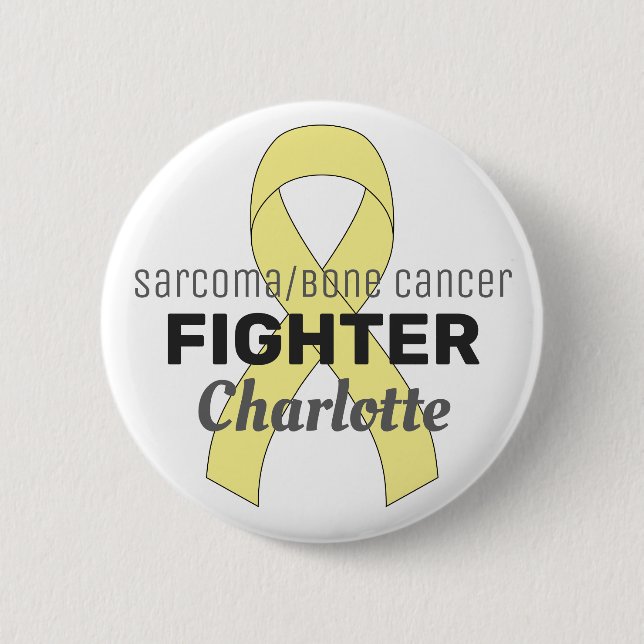 Sarcoma / Bone Cancer Ribbon White Button (Front)
