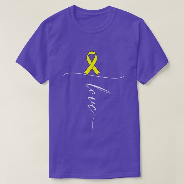 Sarcoma Cancer Awareness Love Yellow Ribbon Gift T-Shirt (Design Front)