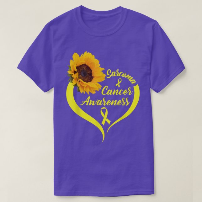 Sarcoma Cancer Awareness Wear Yellow Ribbon Sunflo T-Shirt (Design Front)