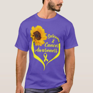 Sarcoma Cancer Awareness Wear Yellow Ribbon Sunflo T-Shirt
