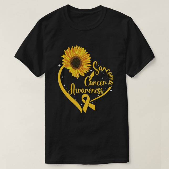 Sarcoma Cancer Awareness Wear Yellow Ribbon Sunflo T-Shirt (Design Front)