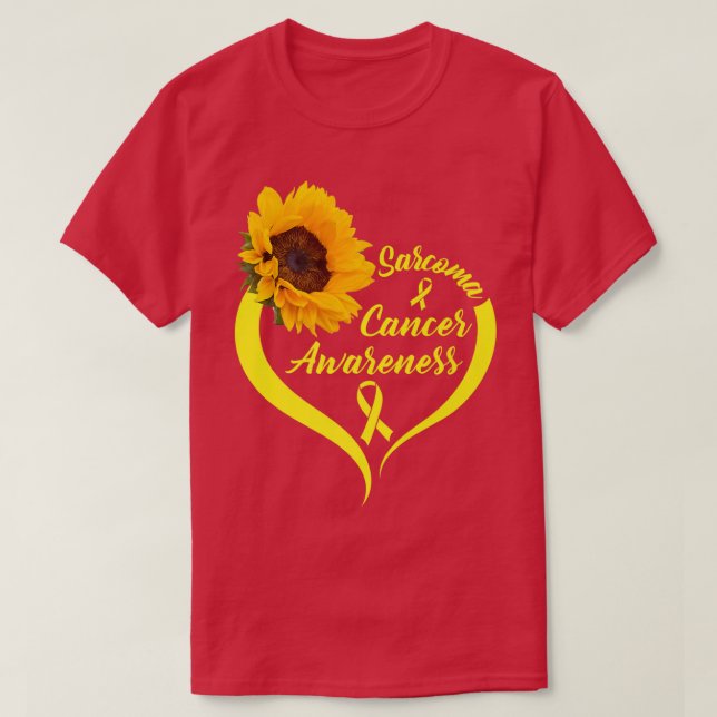 Sarcoma Cancer Awareness Wear Yellow Ribbon Sunflo T-Shirt (Design Front)