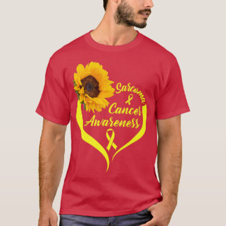 Sarcoma Cancer Awareness Wear Yellow Ribbon Sunflo T-Shirt