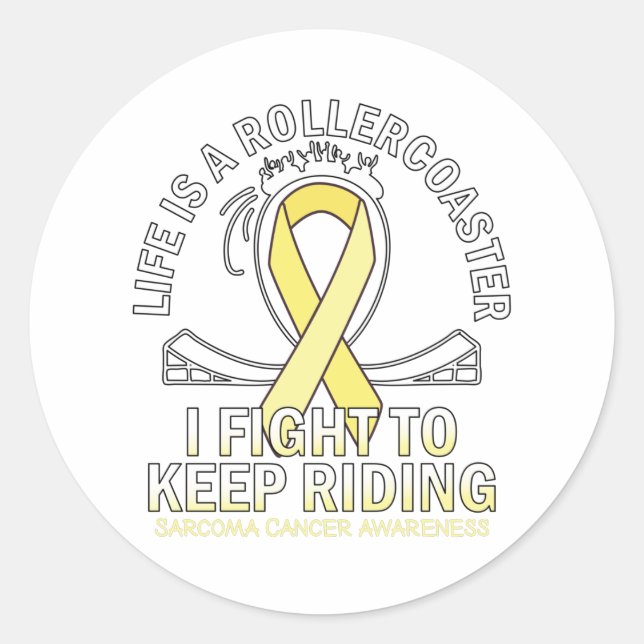 Sarcoma cancer awareness yellow ribbon gradient classic round sticker (Front)