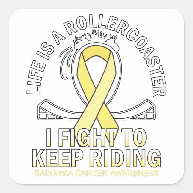 Sarcoma cancer awareness yellow ribbon gradient square sticker (Front)