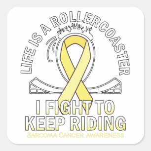 Sarcoma cancer awareness yellow ribbon gradient square sticker
